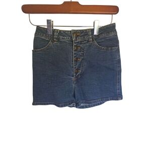 Melville‎ Women High Rise Button Fly Denim Shorts Dark Wash Blue Size 40